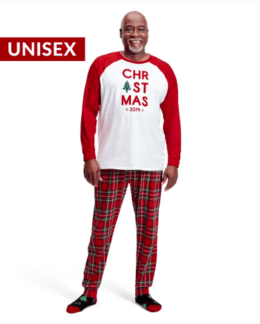 Pijama de algodón a cuadros de Navidad familiar a juego para adultos unisex