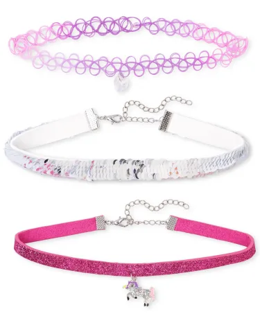 Paquete de 3 gargantillas con unicornio y lentejuelas Flip para niñas