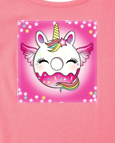 Girls Lenticular Pandacorn Donut Cut Out Top
