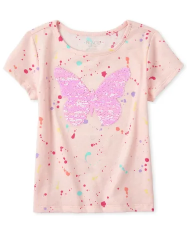 Girls Flip Sequin Splatter Top