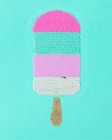 Girls Flip Sequin High Low Top