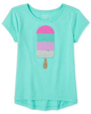 Girls Flip Sequin High Low Top