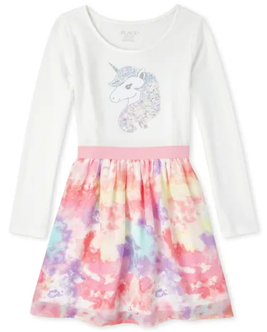 Girls Flip Sequin Knit To Woven Dress