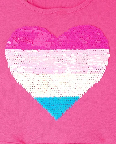 Girls Flip Sequin Rainbow Heart Racerback Tank Dress