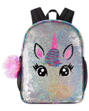 Girls Metallic Flip Sequin Unicorn Backpack