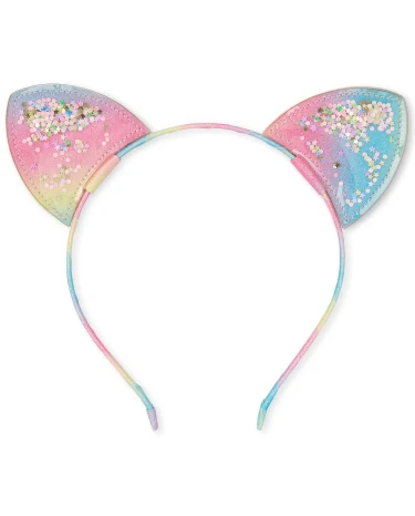 Girls Shakey Rainbow Cat Ears Headband