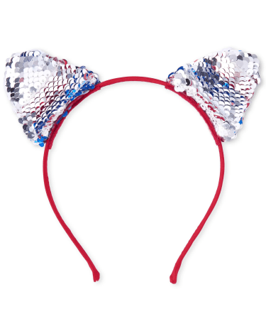 Girls Americana Flip Sequin Cat Ears Headband