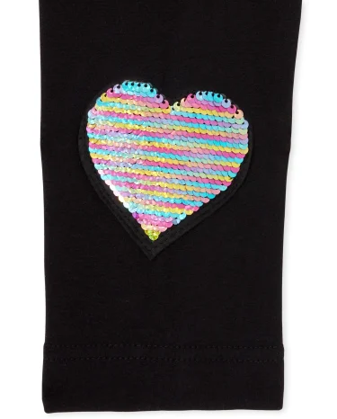 Leggings con forro polar y corazón de lentejuelas Flip para niñas