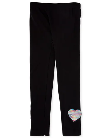 Leggings con forro polar y corazón de lentejuelas Flip para niñas