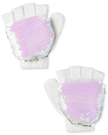 Girls Flip Sequin Gloves