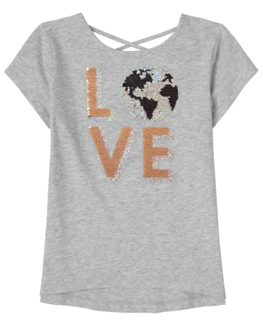 Girls Flip Sequin Cross Back Top