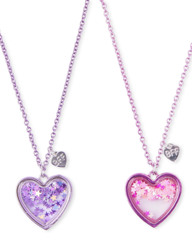 Girls Shakey Heart BFF Necklace 2-Pack
