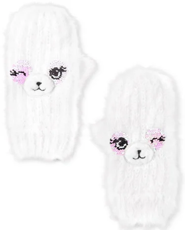 Mitaines lama à paillettes pour filles