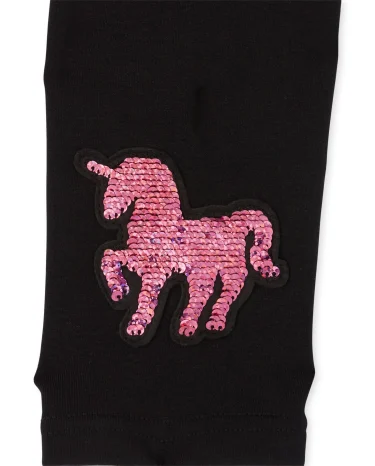 Girls Flip Sequin Unicorn Fleece Lined Leggings