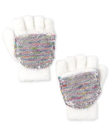 Guantes con parte superior de lentejuelas para niñas