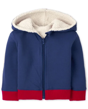 Baby And Toddler Boys Reversible Sherpa Zip Up Hoodie