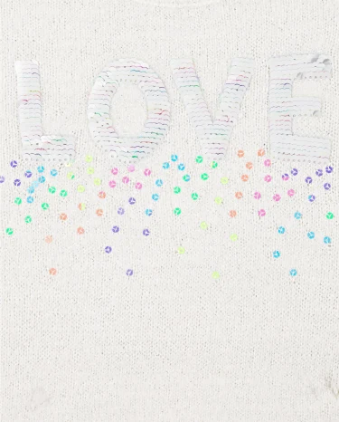 Pull Love à sequins retournés pour fille