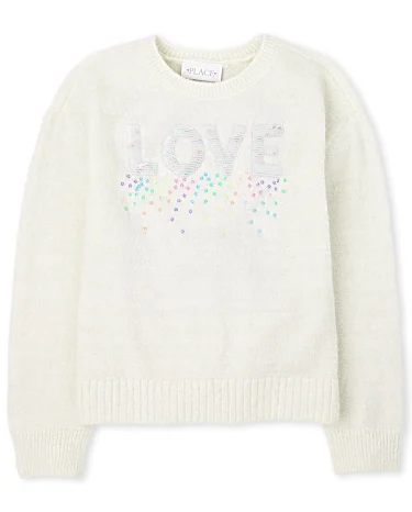 Pull Love à sequins retournés pour fille