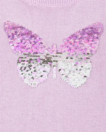 Suéter con mariposa y lentejuelas para niñas