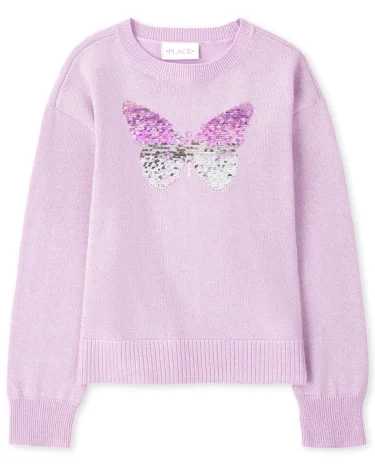 Suéter con mariposa y lentejuelas para niñas