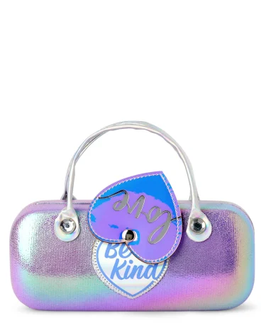 Girls Metallic Heart Lenticular Sunglasses Case