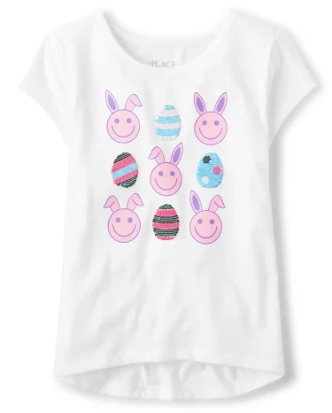 Haut bas graphique à sequins réversibles pour fille