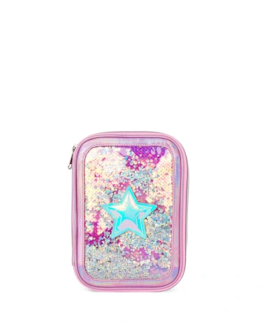 Girls Rainbow Sequin Shakey Star Pencil Case