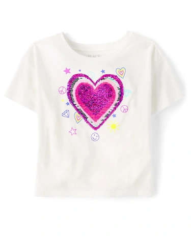 Girls Flip Sequin Graphic Boxy Top