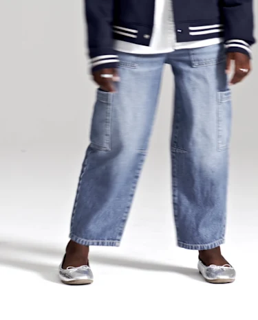 Girls Utility Barrel Jeans