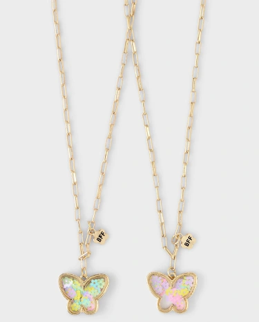 Girls Shakey Butterfly BFF Necklace 2-Pack