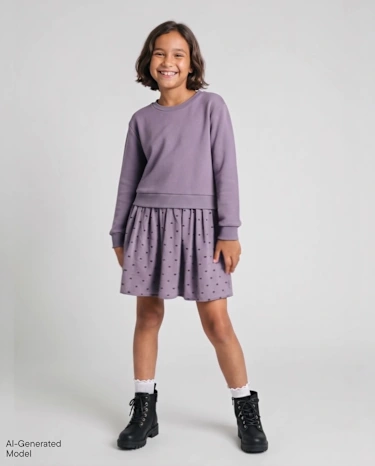 Robe sweat-shirt à cœur pour filles - PANSY GARDEN
