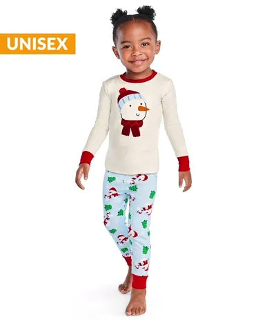 Kids Snowman Cotton 2-Piece Pajamas - Gymmies - view 1