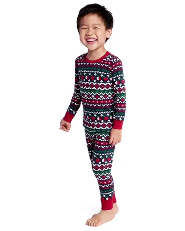 Kids Apple Fairisle Snug Fit Cotton Pajamas - Gymmies - view 1
