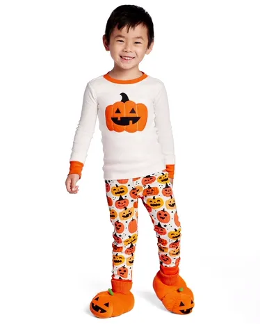 Kids Pumpkin Snug Fit Cotton Pajamas - Gymmies - view 1