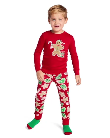 Kids Gingerbread Snug Fit Cotton Pajamas - Gymmies - view 1