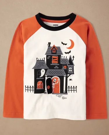 Boys Interactive Haunted House Raglan Top - Halloween
