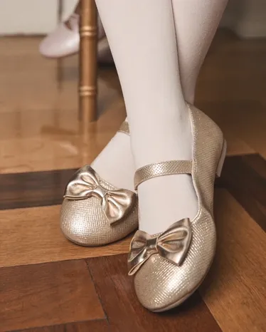 Girls Sequin Bow Ballet Flats - Royal Christmas