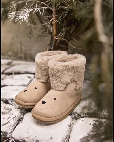 Kids Embroidered Bear Chalet Boots - First Frost