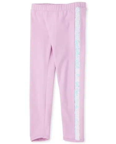 Girls Flip Sequin Side Stripe Leggings