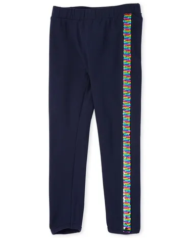 Girls Flip Sequin Side Stripe Leggings
