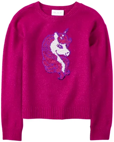 Girls Flip Sequin Unicorn Sweater
