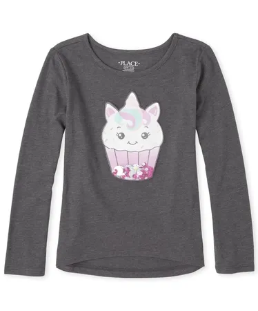 Girls Shakey Caticorn Cupcake High Low Top