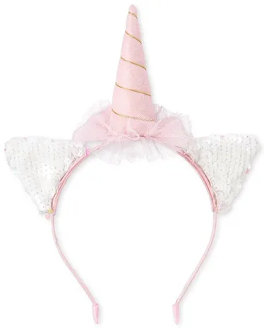 Bandeau avec oreilles de chat licorne à sequins rabattables