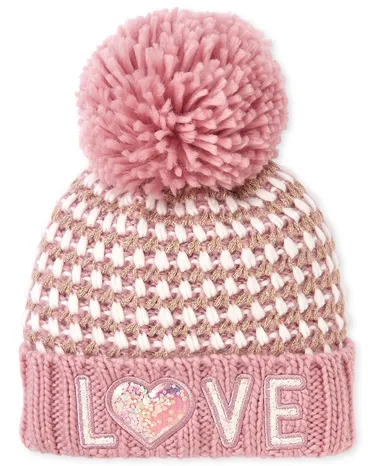 Girls Shakey Love Pom Pom Beanie