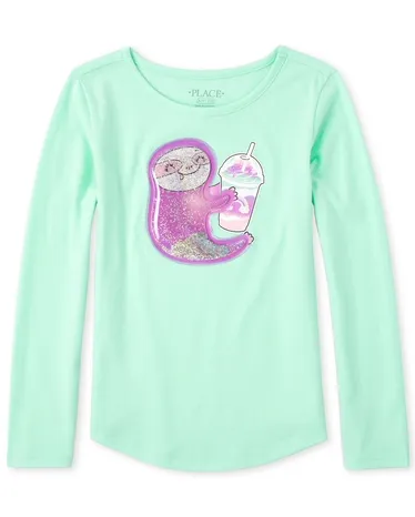 Top con dobladillo redondeado Shakey Sloth para niñas