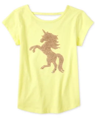 Haut à découpe licorne et sequins pour fille
