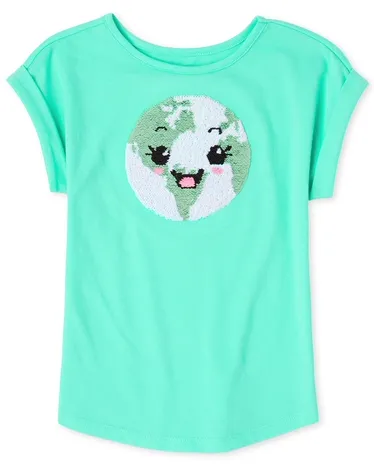 Girls Flip Sequin Love Pineapple Top