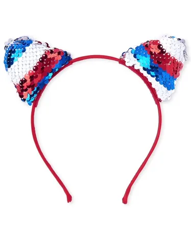 Girls Americana Flip Sequin Cat Ears Headband