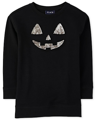 Girls Mommy And Me Halloween Long Sleeve Flip Sequin Pumpkin