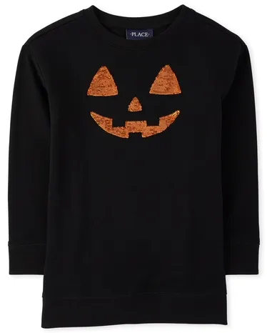 Sudadera tipo túnica a juego con calabaza y lentejuelas para Halloween con diseño de mamá y yo para niñas